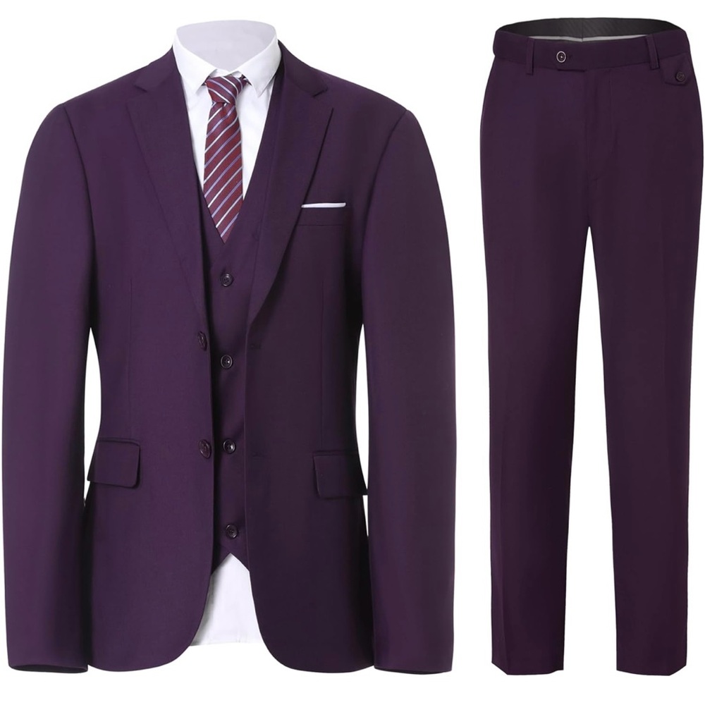 Men's Suits Slim Fit 3 Piece Mens Tuxedo Suit - Purple